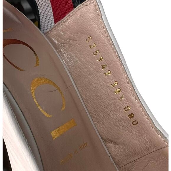 Gucci Sylvie Web Stripe Slingback Pumps White EU 38.5 US 8.5 - Picture 9 of 12